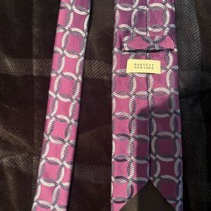 Barney's New York Silk Purple Tie With Blue Circles